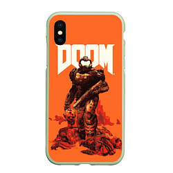 Чехол iPhone XS Max матовый DOOM - Doomguy, цвет: 3D-салатовый