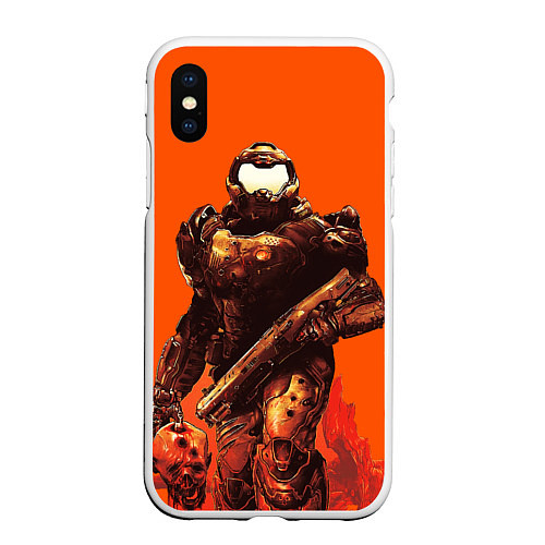 Чехол iPhone XS Max матовый Думгай с головой - Doom / 3D-Белый – фото 1