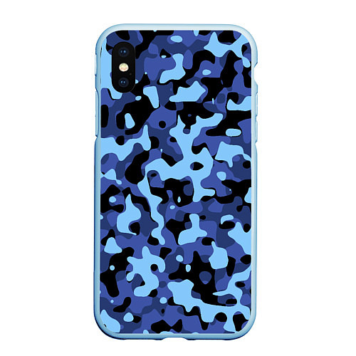 Чехол iPhone XS Max матовый Камуфляж Sky Blue / 3D-Голубой – фото 1