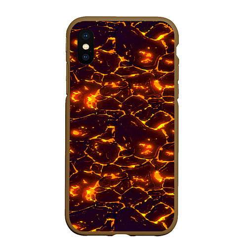 Чехол iPhone XS Max матовый Раскалённый камуфляж / 3D-Коричневый – фото 1