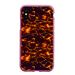 Чехол iPhone XS Max матовый Раскалённый камуфляж, цвет: 3D-малиновый