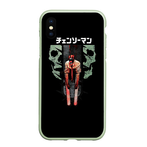 Чехол iPhone XS Max матовый Chainsaw Man / 3D-Салатовый – фото 1