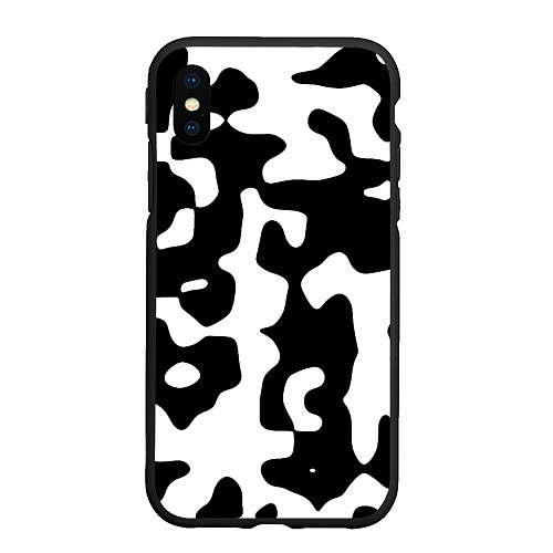 Чехол iPhone XS Max матовый Камуфляж Cowskin крупный / 3D-Черный – фото 1