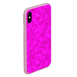 Чехол iPhone XS Max матовый Розовый яркий неоновый узор с мраморной текстурой, цвет: 3D-розовый — фото 2