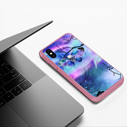 Чехол iPhone XS Max матовый Бабочка - череп, цвет: 3D-малиновый — фото 2