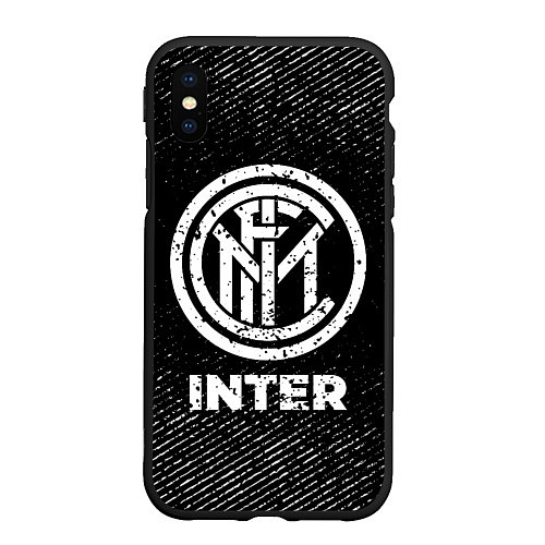 Чехол iPhone XS Max матовый Inter с потертостями на темном фоне / 3D-Черный – фото 1