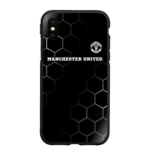 Чехол iPhone XS Max матовый Manchester United sport на темном фоне: символ све / 3D-Черный – фото 1