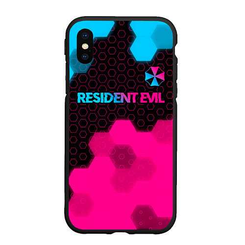 Чехол iPhone XS Max матовый Resident Evil - neon gradient: символ сверху / 3D-Черный – фото 1