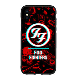 Чехол iPhone XS Max матовый Foo Fighters rock glitch, цвет: 3D-черный