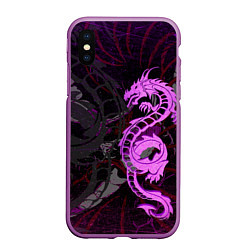 Чехол iPhone XS Max матовый Неоновый дракон purple dragon, цвет: 3D-фиолетовый