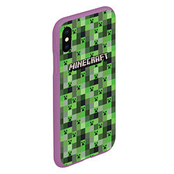 Чехол iPhone XS Max матовый Minecraft - пиксельные лица, цвет: 3D-фиолетовый — фото 2