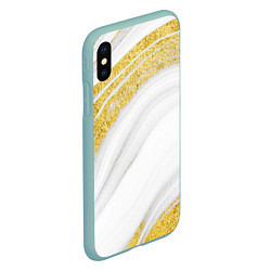 Чехол iPhone XS Max матовый Белый с золотом мрамор, цвет: 3D-мятный — фото 2