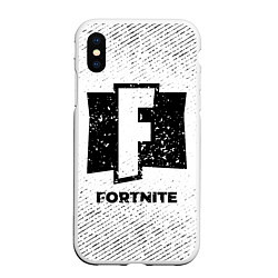 Чехол iPhone XS Max матовый Fortnite с потертостями на светлом фоне, цвет: 3D-белый