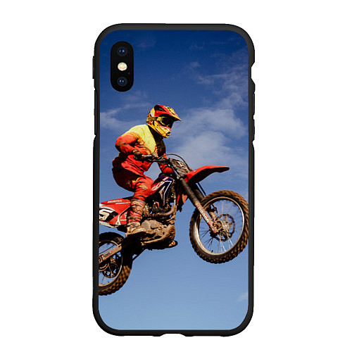 Чехол iPhone XS Max матовый Мотофристайл / 3D-Черный – фото 1