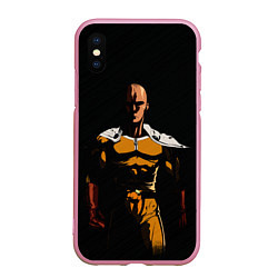 Чехол iPhone XS Max матовый One Punch-Man - человек-кулак, цвет: 3D-розовый