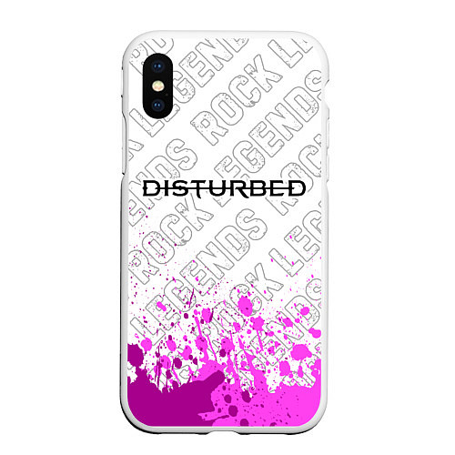 Чехол iPhone XS Max матовый Disturbed rock legends: символ сверху / 3D-Белый – фото 1