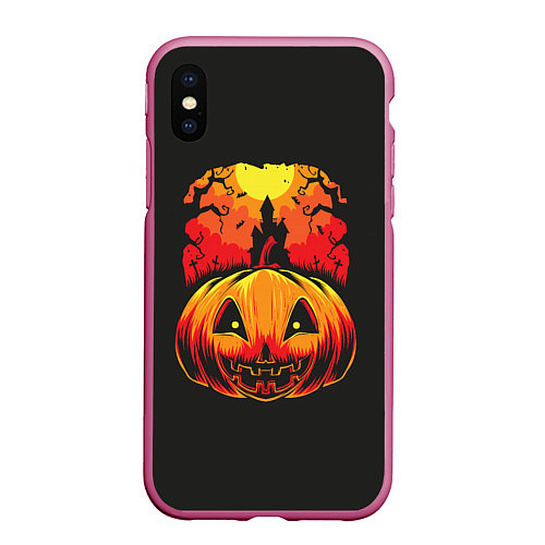 Чехол iPhone XS Max матовый Тыква на Хэллоуин / 3D-Малиновый – фото 1