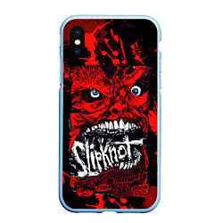 Чехол iPhone XS Max матовый Slipknot red blood, цвет: 3D-голубой