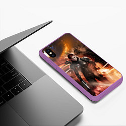 Чехол iPhone XS Max матовый Mass Effect N7 - Jane Shepard, цвет: 3D-фиолетовый — фото 2