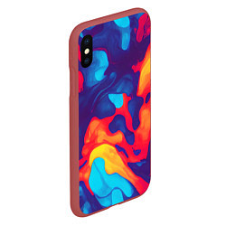 Чехол iPhone XS Max матовый Пестрые красочные разводы, цвет: 3D-красный — фото 2