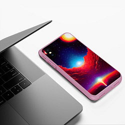 Чехол iPhone XS Max матовый Красные облака туманности в космическом пространст, цвет: 3D-розовый — фото 2