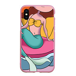 Чехол iPhone XS Max матовый Русалочка и морская раковина, цвет: 3D-розовый