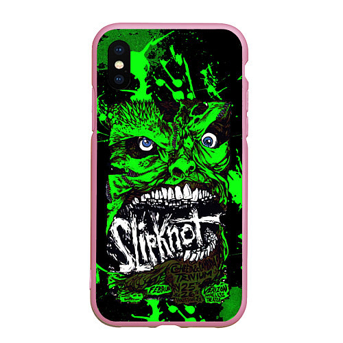 Чехол iPhone XS Max матовый Slipknot - green monster по / 3D-Розовый – фото 1