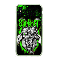 Чехол iPhone XS Max матовый Slipknot зеленый козел, цвет: 3D-салатовый