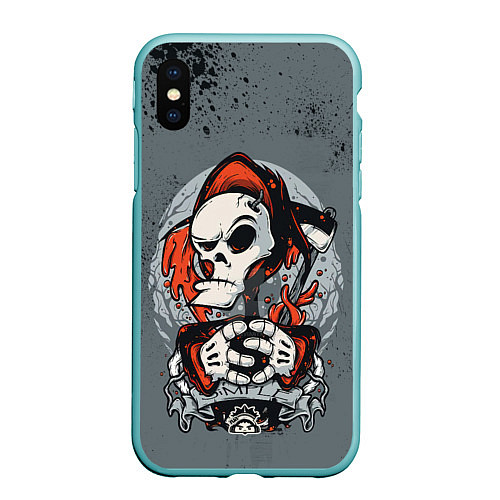 Чехол iPhone XS Max матовый Slipknot Скелет / 3D-Мятный – фото 1