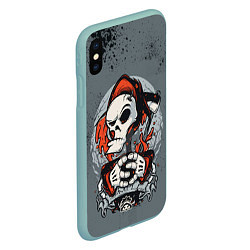 Чехол iPhone XS Max матовый Slipknot Скелет, цвет: 3D-мятный — фото 2