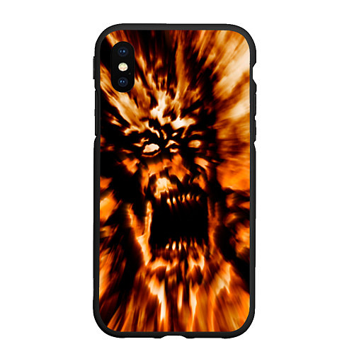 Чехол iPhone XS Max матовый Fire demon scream / 3D-Черный – фото 1