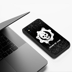 Чехол iPhone XS Max матовый Gears of War с потертостями на темном фоне, цвет: 3D-черный — фото 2
