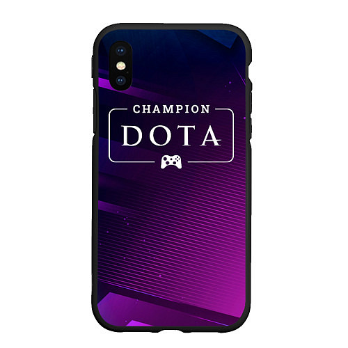 Чехол iPhone XS Max матовый Dota gaming champion: рамка с лого и джойстиком на / 3D-Черный – фото 1