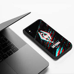 Чехол iPhone XS Max матовый Skyrim в стиле glitch и баги графики на темном фон, цвет: 3D-черный — фото 2