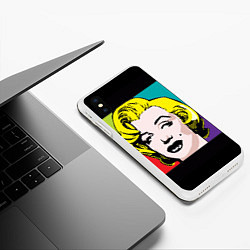 Чехол iPhone XS Max матовый Ретро портрет Мэрилин Монро, цвет: 3D-белый — фото 2