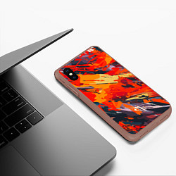 Чехол iPhone XS Max матовый Оранжевые кляксы, цвет: 3D-коричневый — фото 2