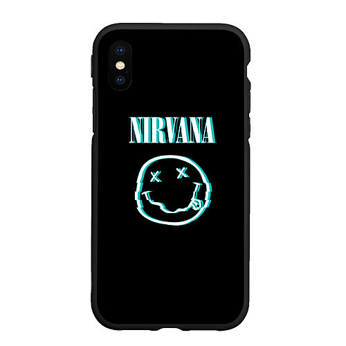 Чехол iPhone XS Max матовый Nirvana неон / 3D-Черный – фото 1