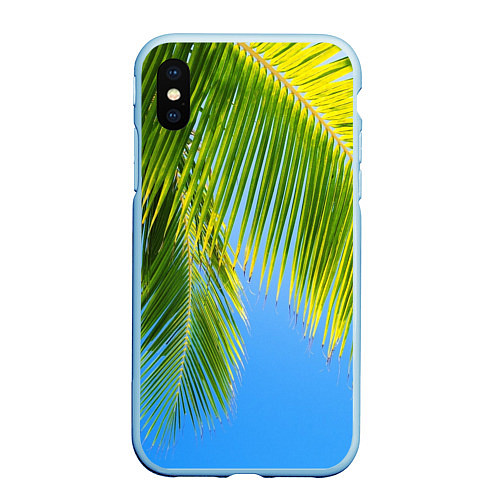 Чехол iPhone XS Max матовый Пальма у неба / 3D-Голубой – фото 1