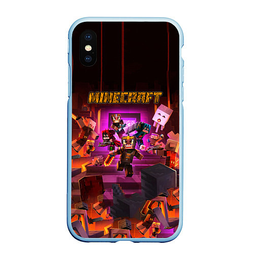 Чехол iPhone XS Max матовый Minecraft art / 3D-Голубой – фото 1