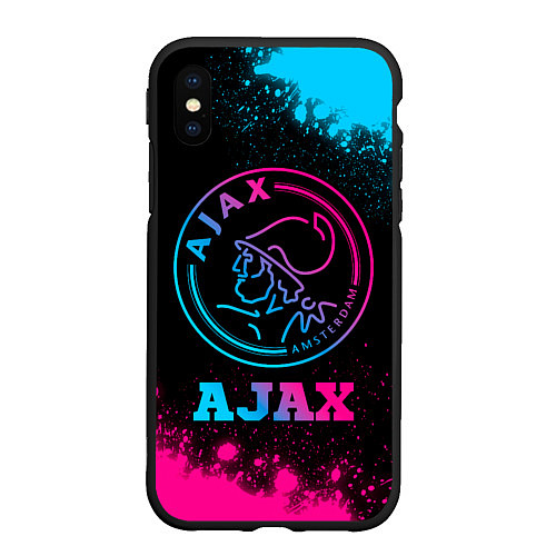 Чехол iPhone XS Max матовый Ajax - neon gradient / 3D-Черный – фото 1