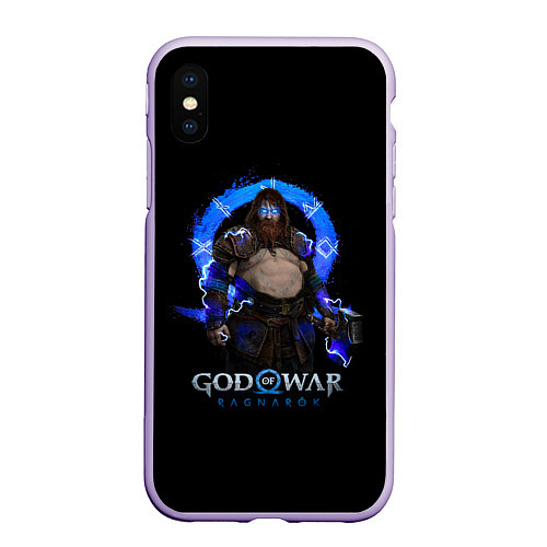 Чехол iPhone XS Max матовый Thor GoW Ragnarok / 3D-Светло-сиреневый – фото 1