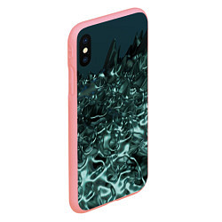 Чехол iPhone XS Max матовый Абстрактный голубой жидкий металл, цвет: 3D-баблгам — фото 2