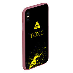 Чехол iPhone XS Max матовый TOXIC - Биологическая опасность, цвет: 3D-малиновый — фото 2