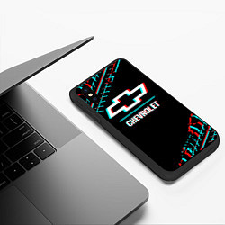 Чехол iPhone XS Max матовый Значок Chevrolet в стиле glitch на темном фоне, цвет: 3D-черный — фото 2