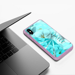 Чехол iPhone XS Max матовый Нежный цветочный smile, цвет: 3D-сиреневый — фото 2