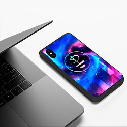 Чехол iPhone XS Max матовый Pink Floyd неоновый космос, цвет: 3D-черный — фото 2