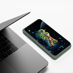 Чехол iPhone XS Max матовый Dragon Ball - Space - Son Goku, цвет: 3D-темно-зеленый — фото 2