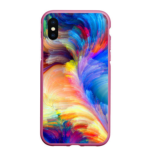 Чехол iPhone XS Max матовый Неоновое перо / 3D-Малиновый – фото 1