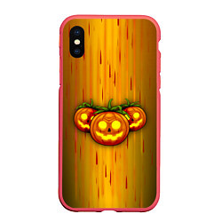 Чехол iPhone XS Max матовый Тыквы-Хэллоуин, цвет: 3D-красный