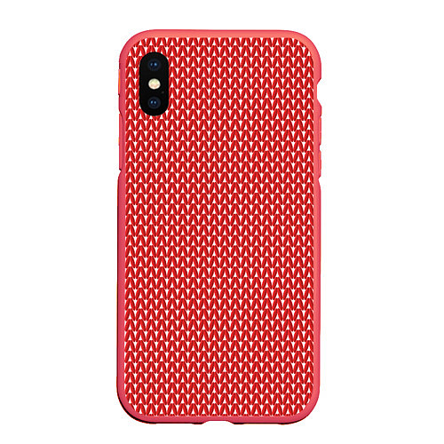 Чехол iPhone XS Max матовый Вязанное полотно - Красное / 3D-Красный – фото 1